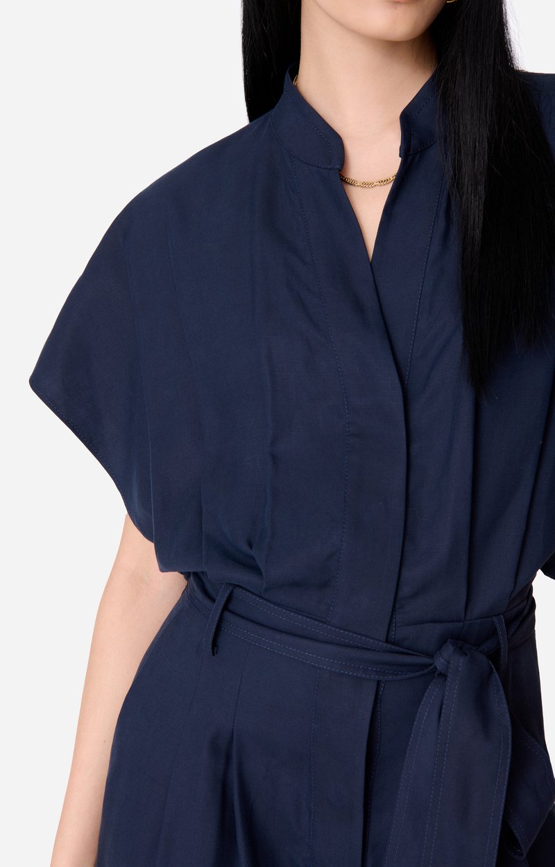 Aliocha Jumpsuit In Lyocell and Linen Navy Blue Vanessa Bruno