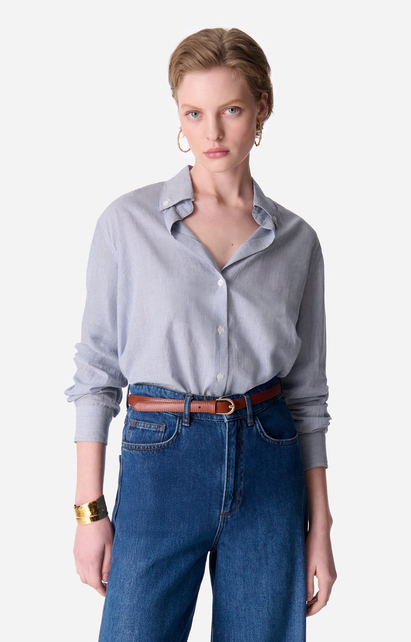 Druyat Shirt 100% Cotton WHITE / BLUE Vanessa Bruno