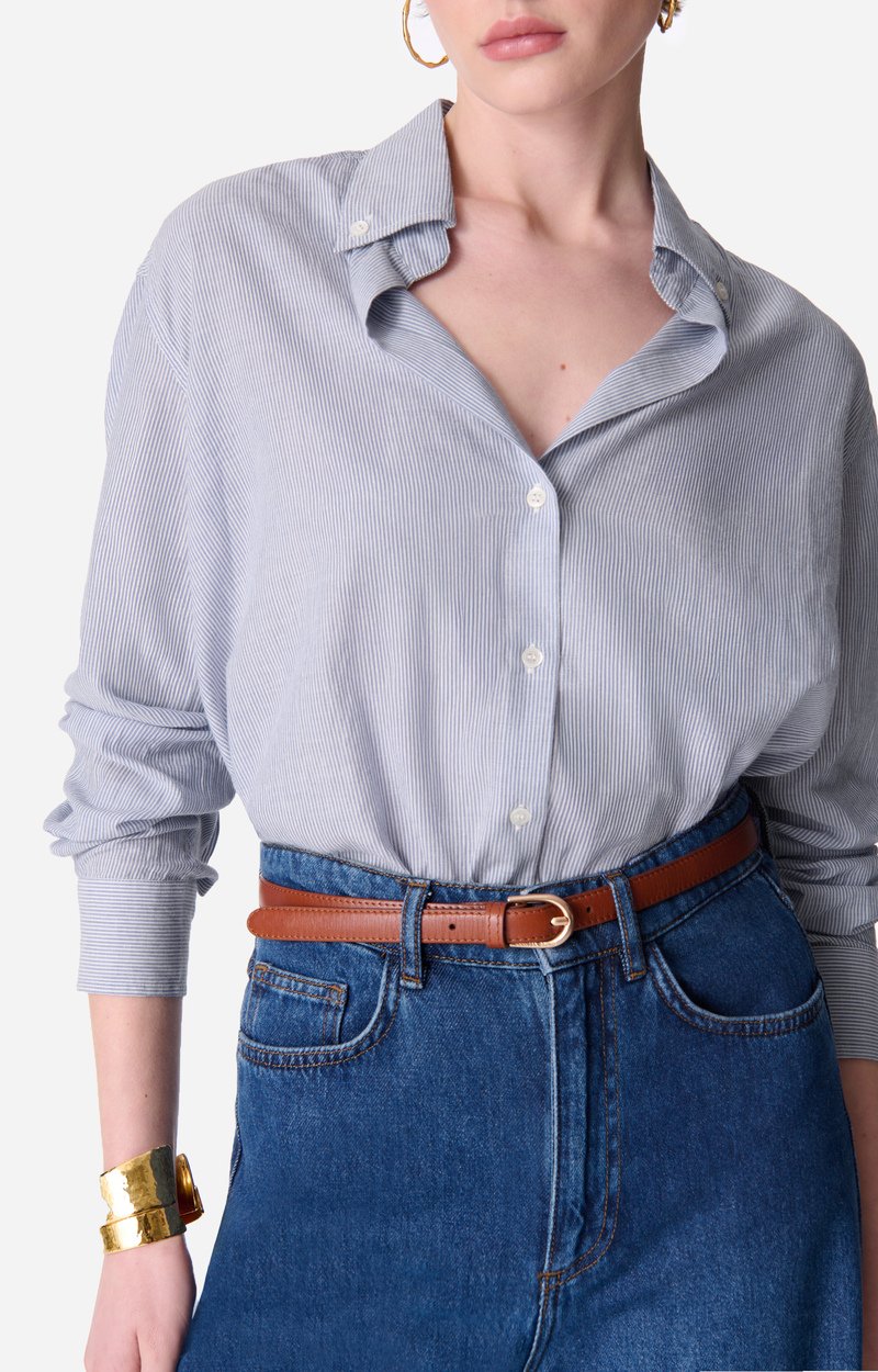 Druyat Shirt 100% Cotton WHITE / BLUE Vanessa Bruno