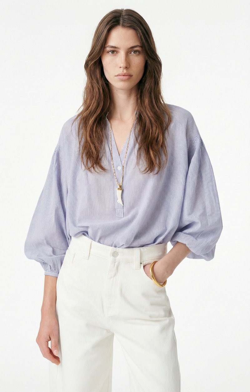 Nipoa Blouse 100% Cotton WHITE / BLUE Vanessa Bruno