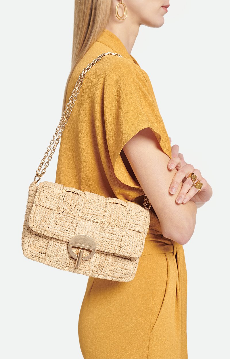 Raphia Medium Moon Bag Made in Madagascar Natural Vanessa Bruno
