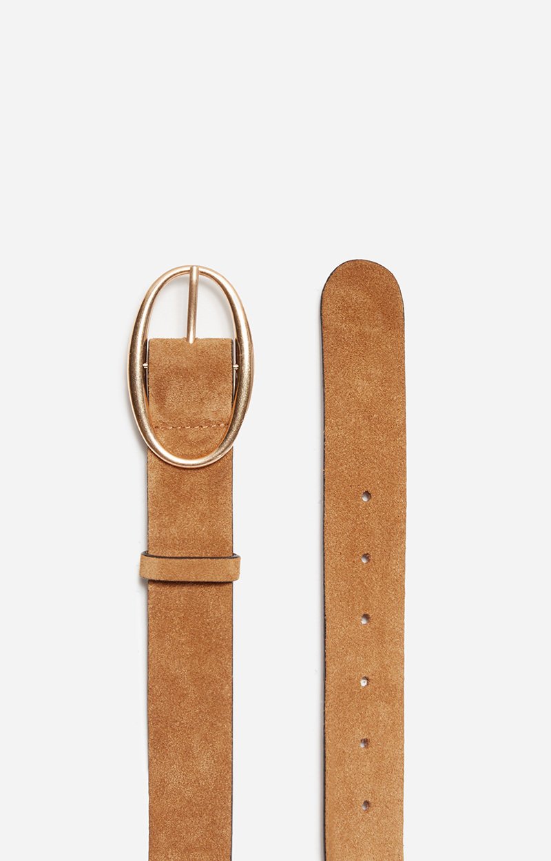 Brown Iris Velvet Leather Belt 35Mm Suede Leather HONEY Vanessa Bruno