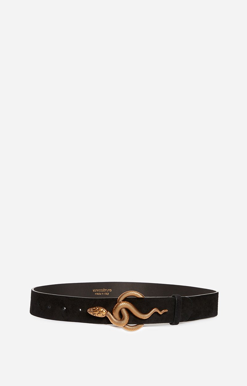 Black Cl&eacute;o Velvet Leather Belt 35Mm Made in Italy Black Vanessa Bruno