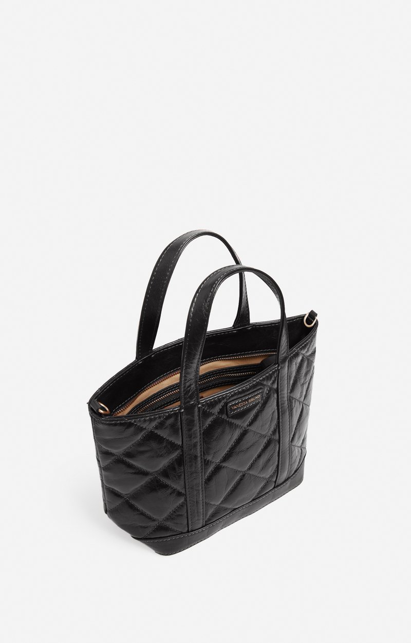 Quilted Leather S Zipped Cabas Tote Hand or crossbody carry, zip closure Black Vanessa Bruno
