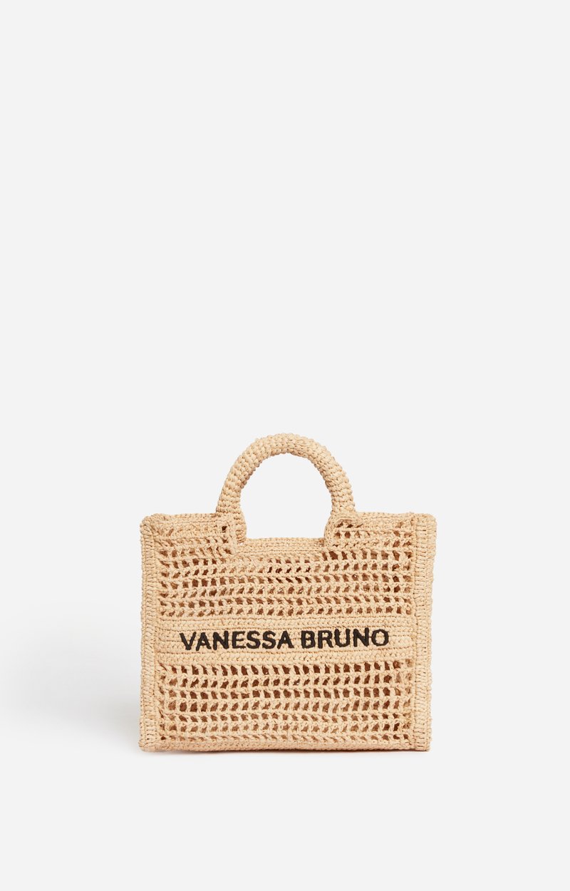 Small Raffia Basket Made in Madagascar, shoulder strap SABLE NOIR Vanessa Bruno