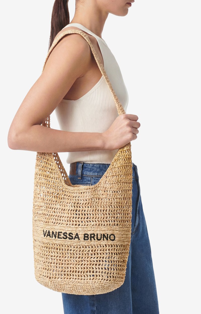 Raffia Hobo Bag Made in Madagascar SABLE NOIR Vanessa Bruno