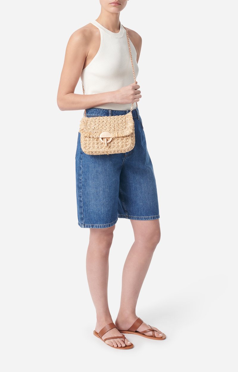 Medium Raffia & Sequins Moon Bag Made in Madagascar Natural Vanessa Bruno