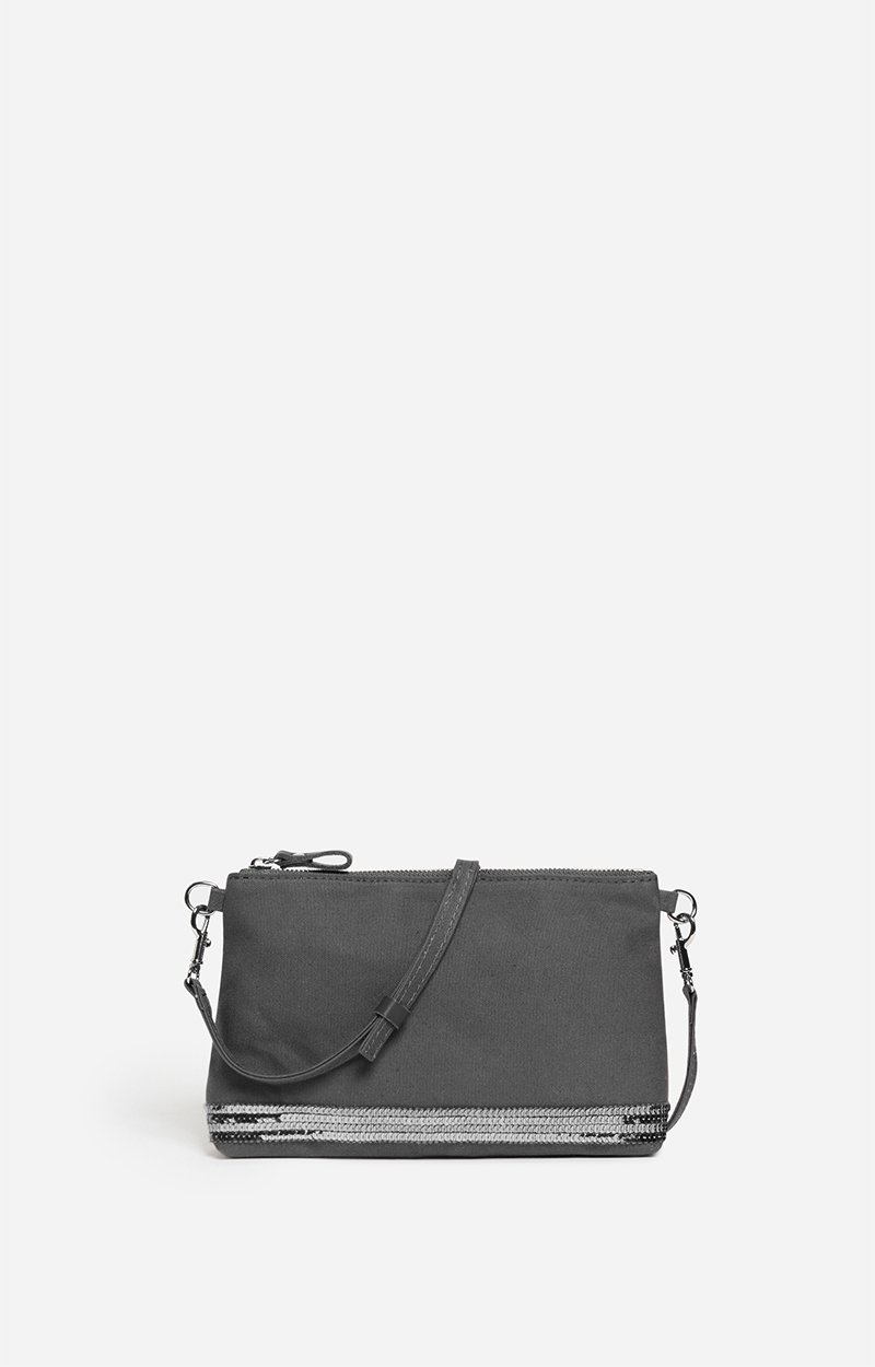 Canvas Zipped Pouch, Canvas & Sequins