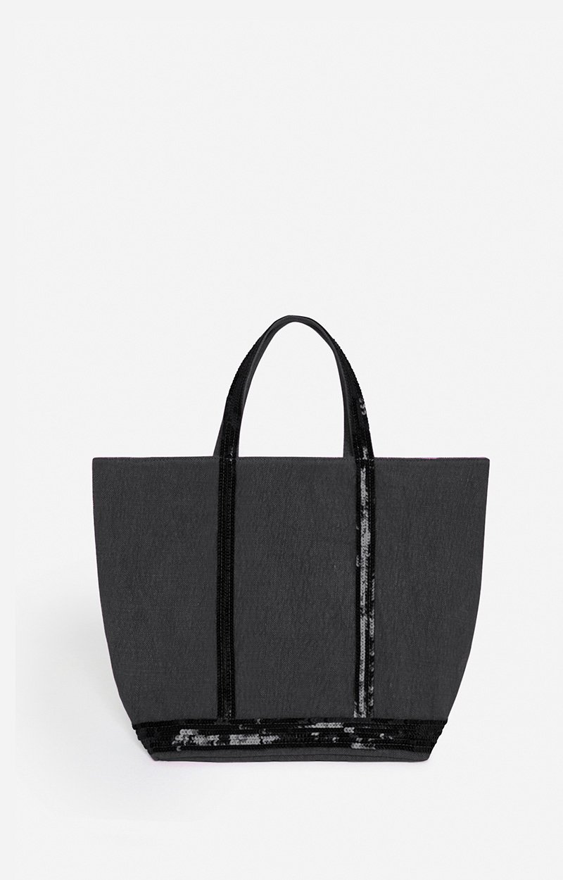 Linen M Cabas Tote Hand carry only, no closure Black Vanessa Bruno