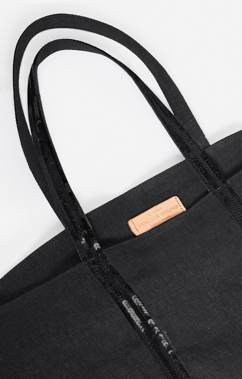 Linen L Zipped Cabas Tote Shoulder carry, zip closure Black Vanessa Bruno
