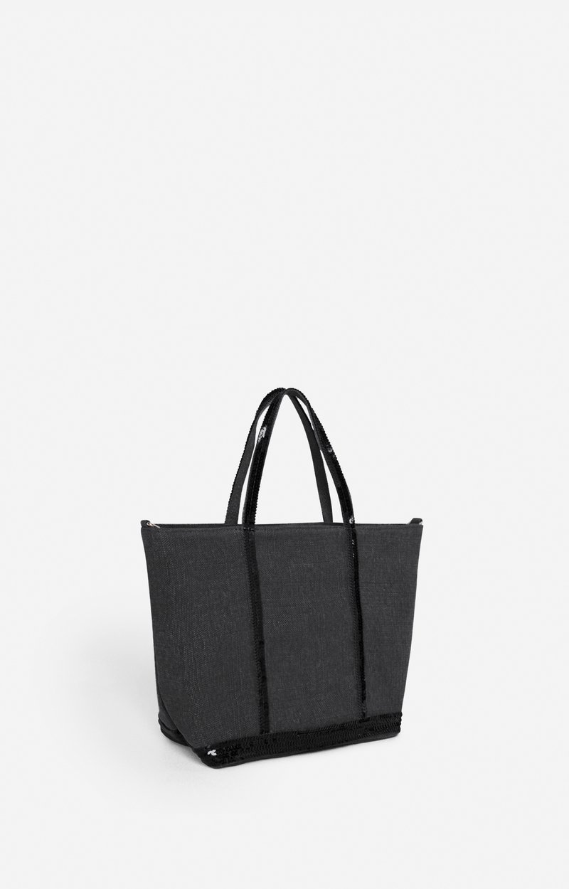 Linen S Zipped Cabas Tote Hand or crossbody carry, zip closure Black Vanessa Bruno