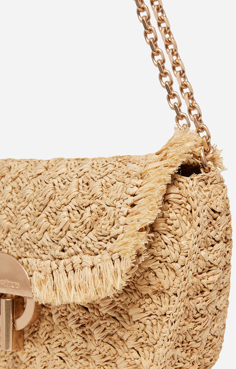 Raphia Medium Moon Bag Made in Madagascar GOLD Vanessa Bruno