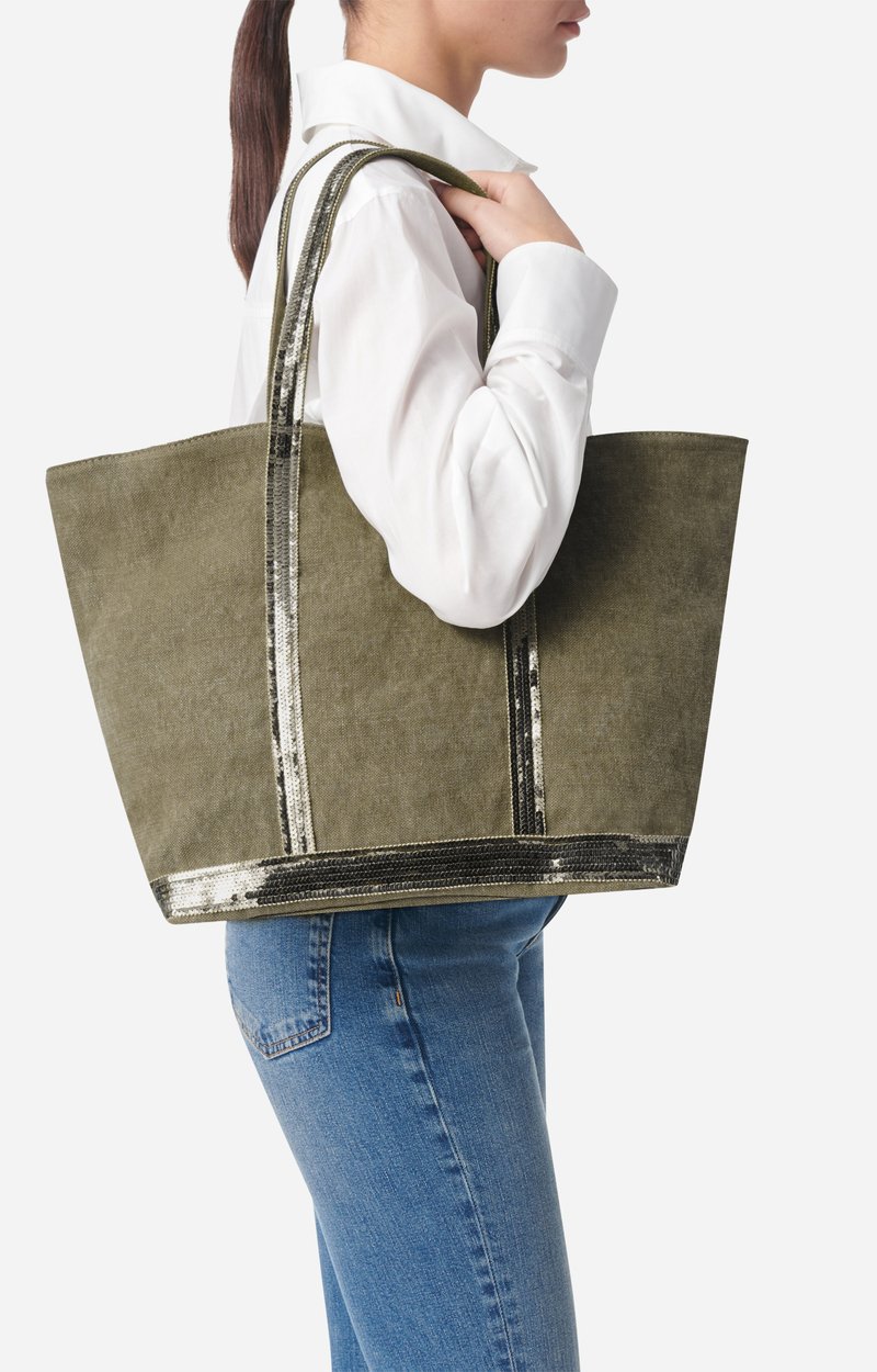 Linen L Zipped Cabas Tote Shoulder carry, zip closure KHAKI Vanessa Bruno