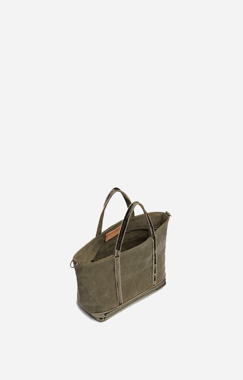 Linen XS Zipped Cabas Tote Hand or crossbody carry, zip closure KHAKI Vanessa Bruno