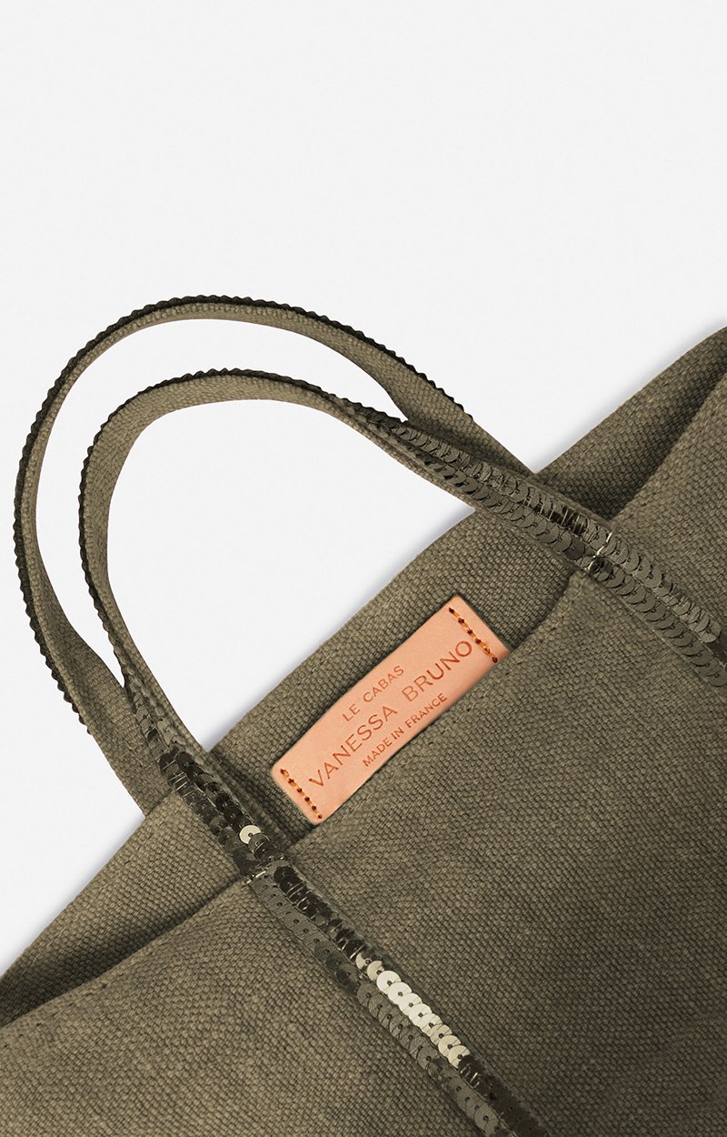 Linen XS Zipped Cabas Tote Hand or crossbody carry, zip closure KHAKI Vanessa Bruno