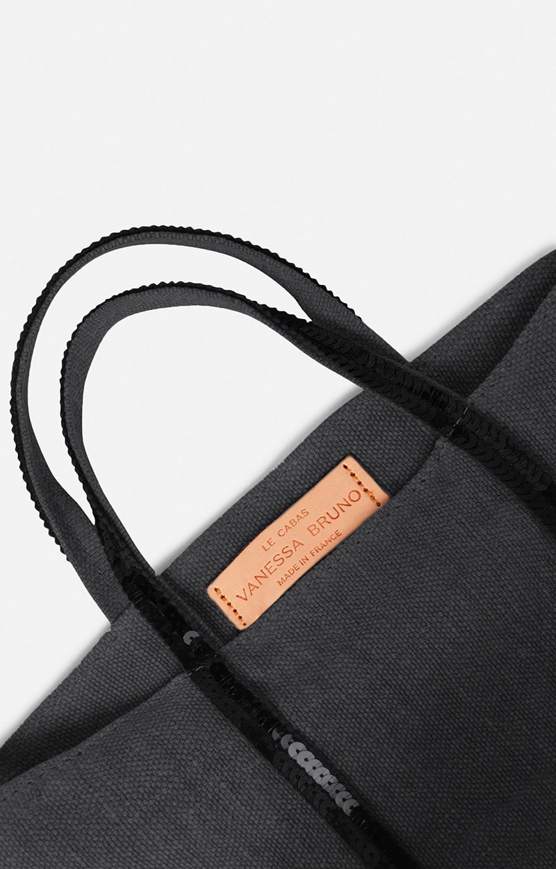 Linen XS Zipped Cabas Tote Hand or crossbody carry, zip closure Black Vanessa Bruno