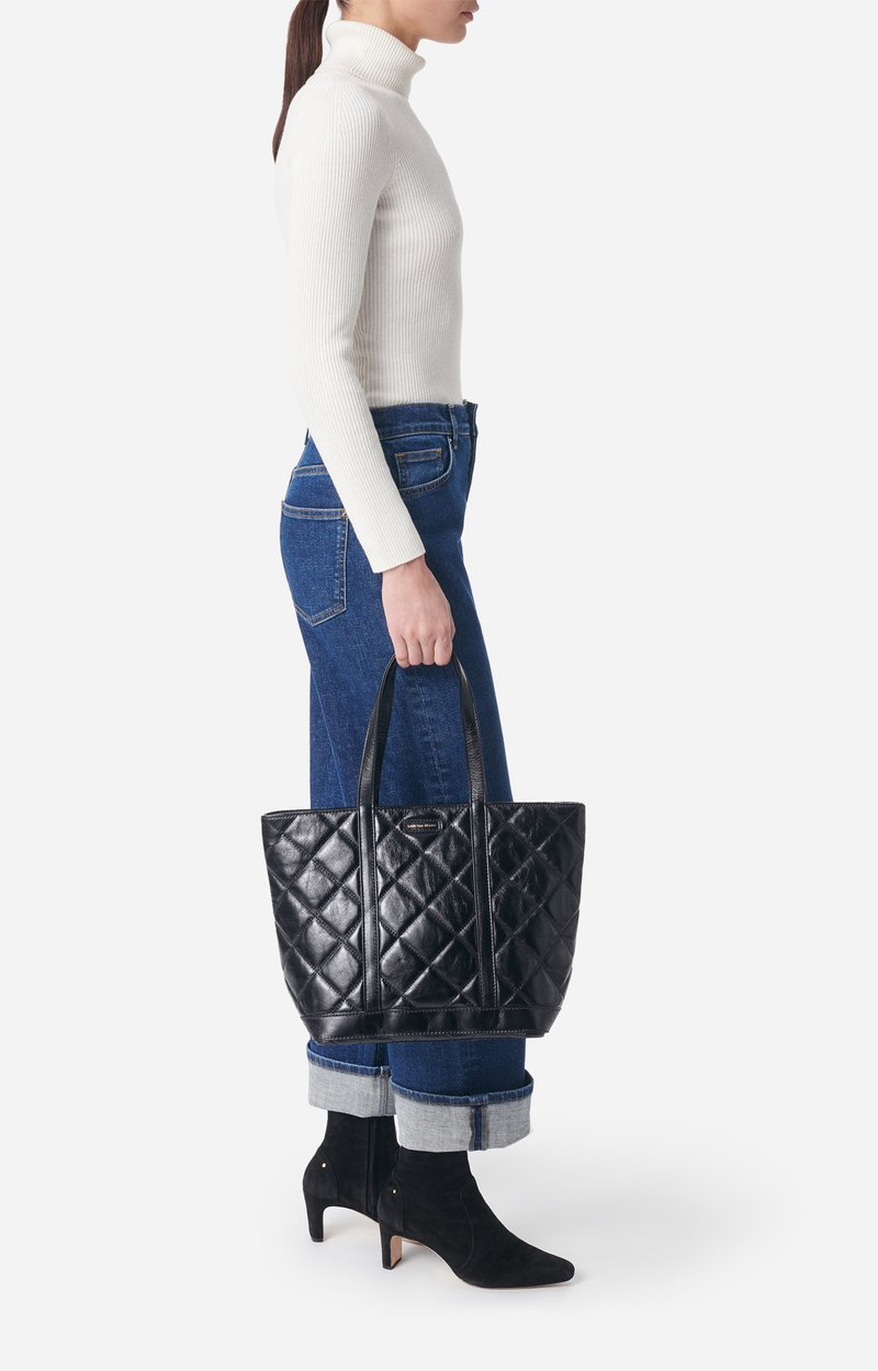 Quilted Leather M Zipped Cabas Tote Shoulder carry, zip closure Black Vanessa Bruno