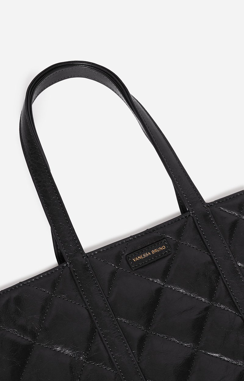 Quilted Leather M Zipped Cabas Tote Shoulder carry, zip closure Black Vanessa Bruno