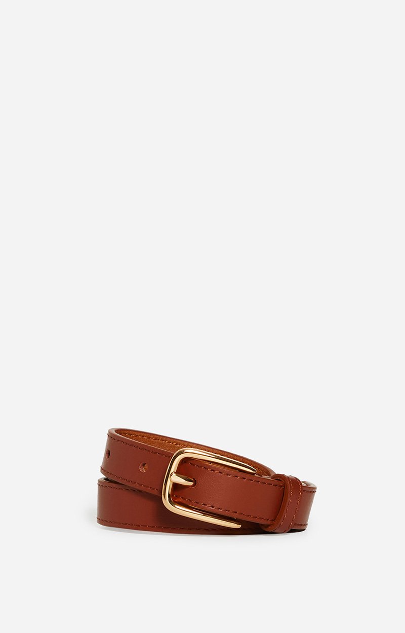 Brown Smooth Leather Belt 20Mm, Cowhide Leather