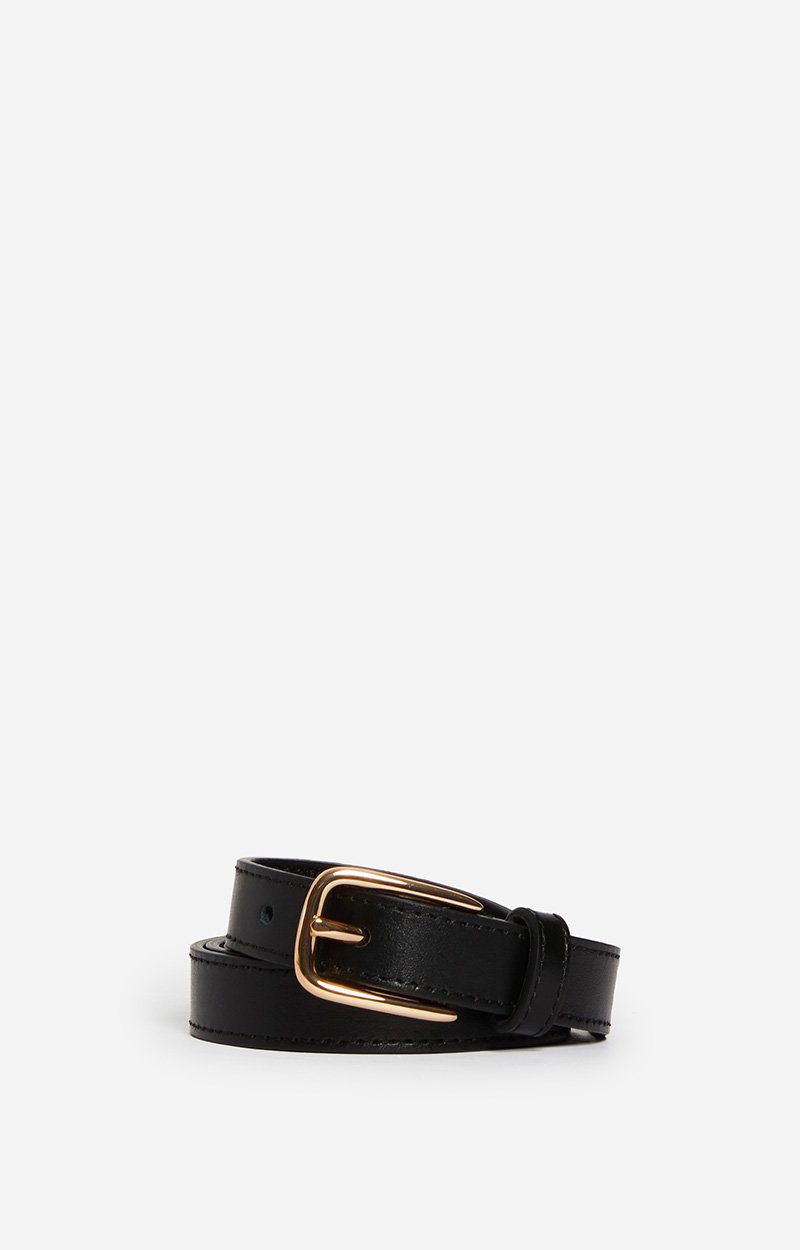 Black Smooth Leather Belt 20Mm Cowhide Leather Black Vanessa Bruno