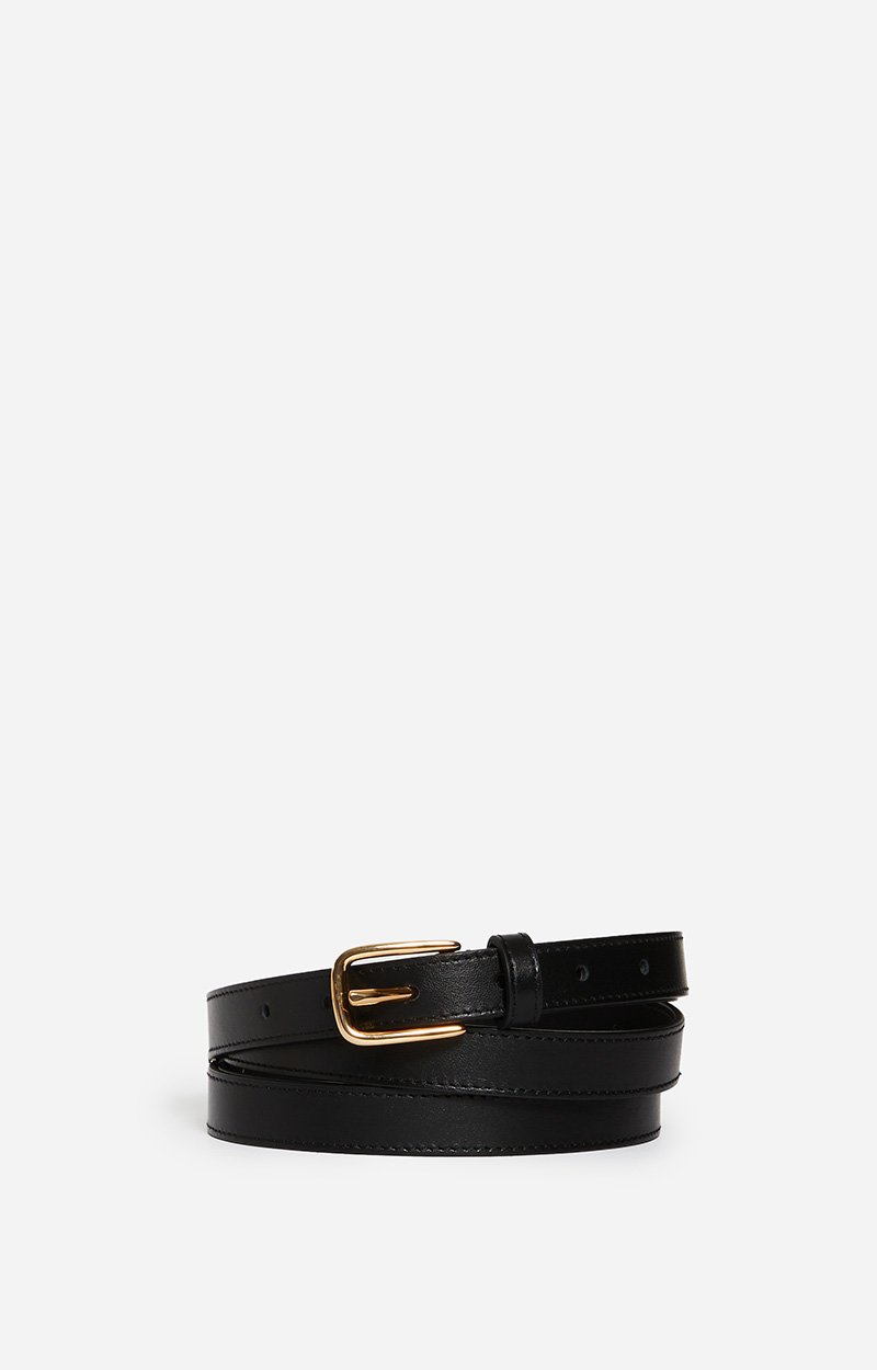 Black Smooth Leather Belt 20Mm Double wrap, cowhide leather Black Vanessa Bruno