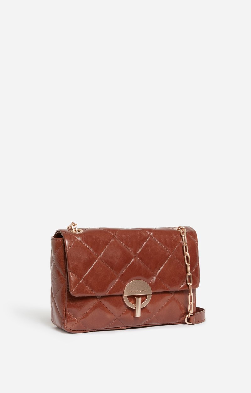 Large Cracked Leather Moon Bag Quilted crackled leather, made in Italy Havana Vanessa Bruno