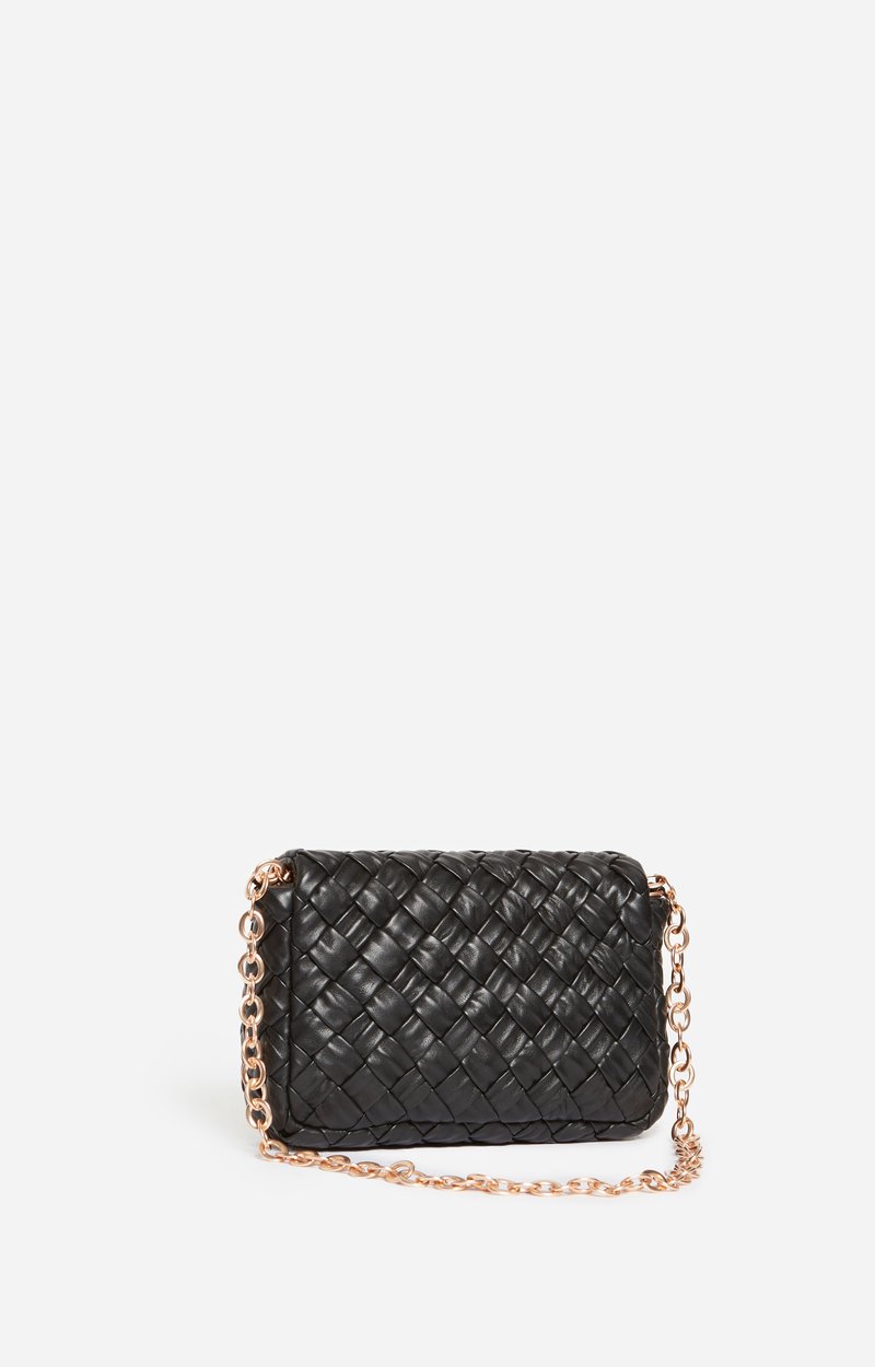 Medium Braided Leather Moon Bag Woven lambskin Black Vanessa Bruno