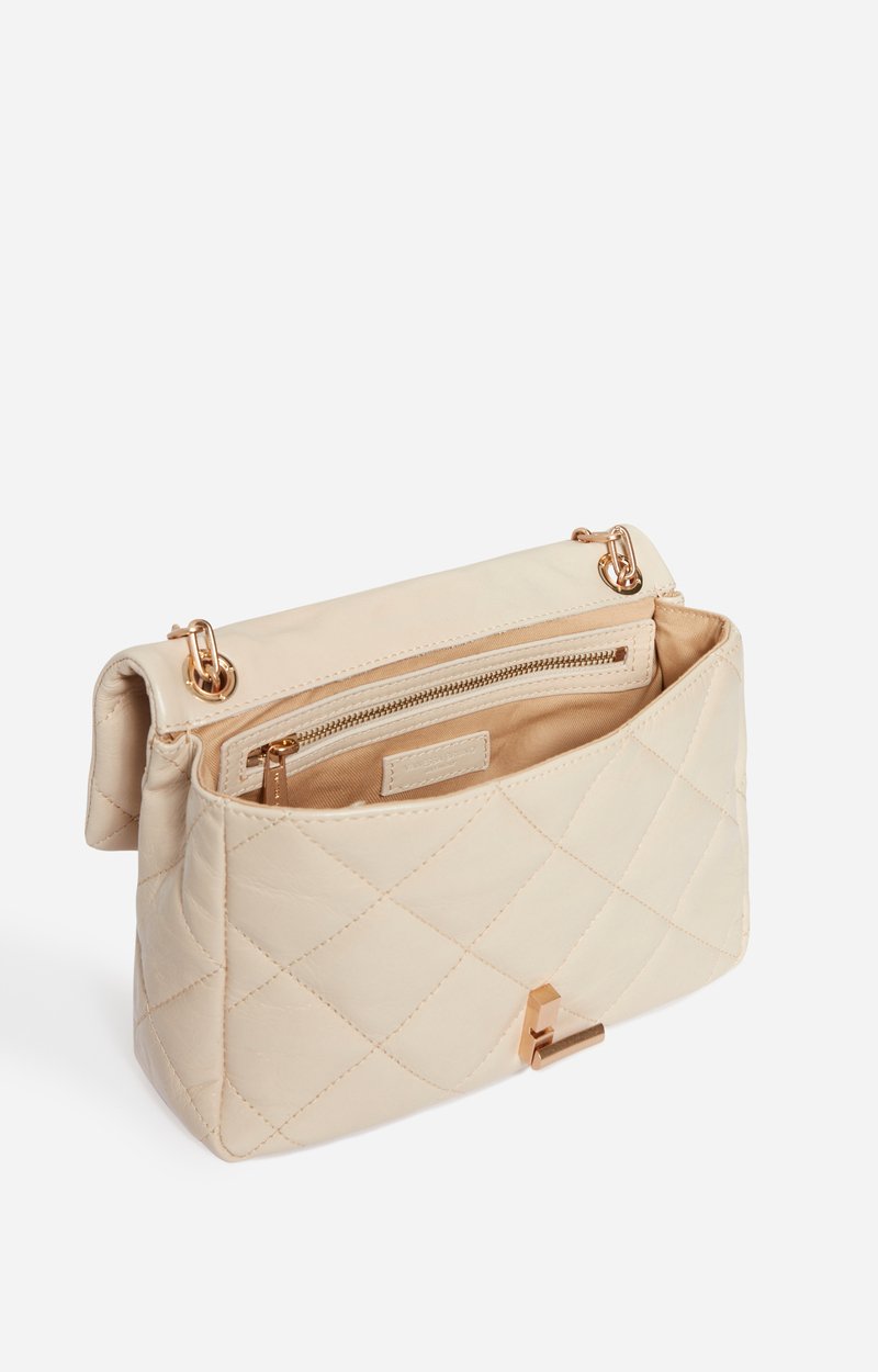 Large Cracked Leather Moon Bag Quilted crackled leather, made in Italy SAND Vanessa Bruno