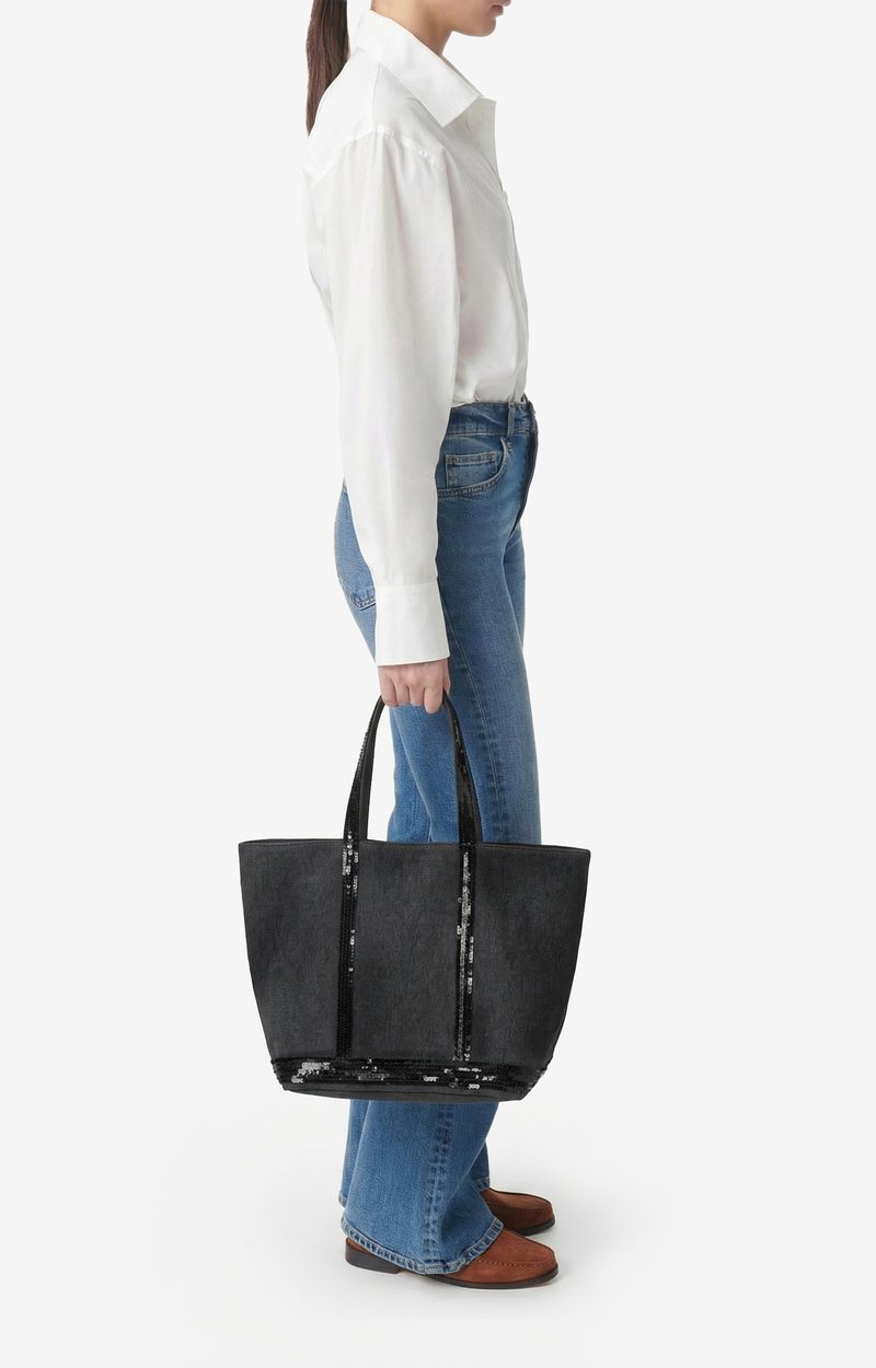 Linen M Zipped Cabas Tote Shoulder carry, zip closure Black Vanessa Bruno