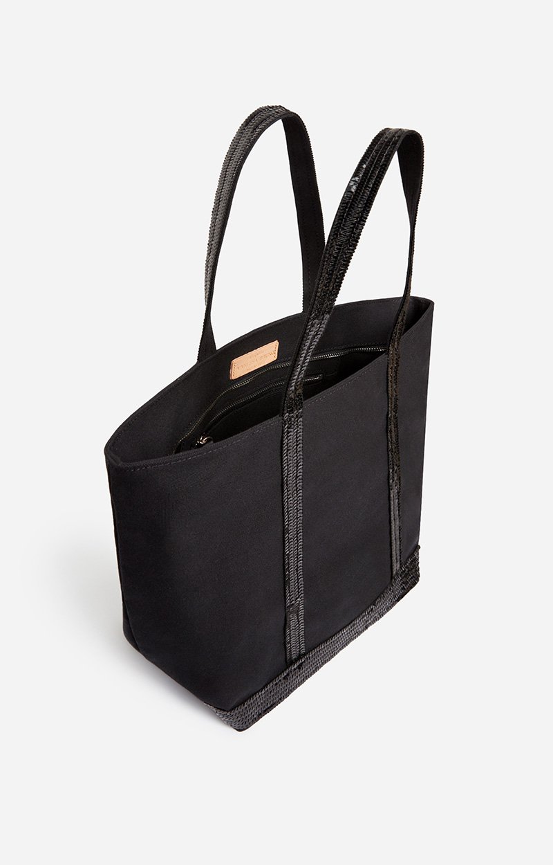 Linen M Zipped Cabas Tote Shoulder carry, zip closure Black Vanessa Bruno