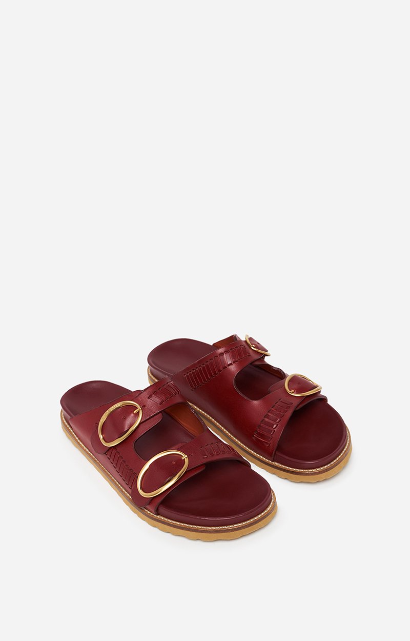Leather Fussbetts Sandals Flat soles BEET Vanessa Bruno
