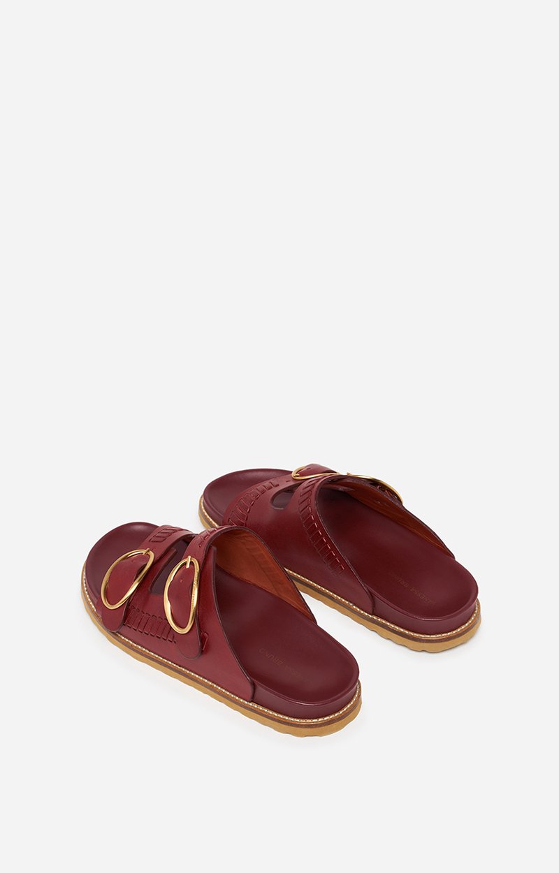 Leather Fussbetts Sandals Flat soles BEET Vanessa Bruno