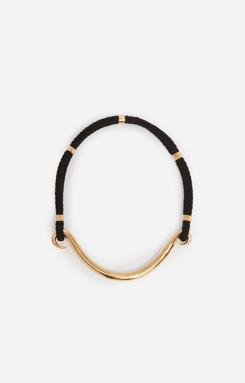 Gold Brass Torque Necklace Gold-plated brass and cord GOLD / BLACK Vanessa Bruno