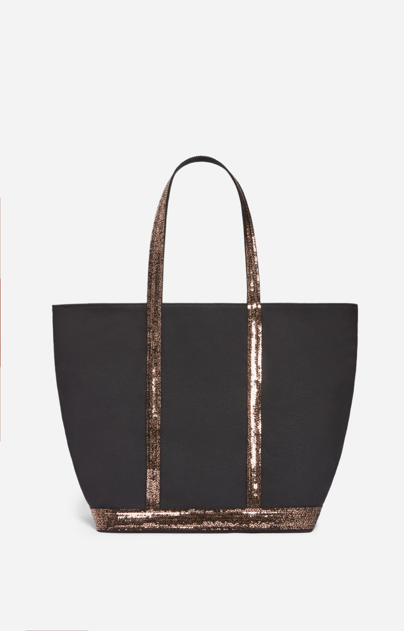 Canvas L Zipped Cabas Tote Shoulder Bag Black / HAZELNUT Vanessa Bruno