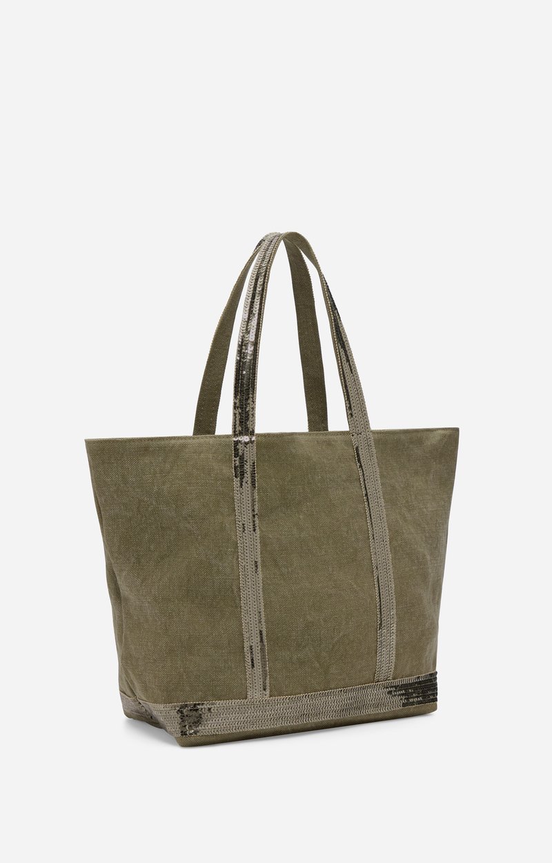 Linen M Zipped Cabas Tote Shoulder carry, zip closure KHAKI Vanessa Bruno