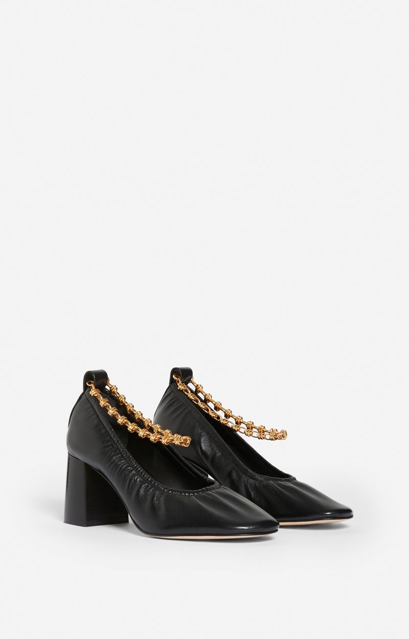 Leather Pumps With Gold Chain Made in Spain Black Vanessa Bruno