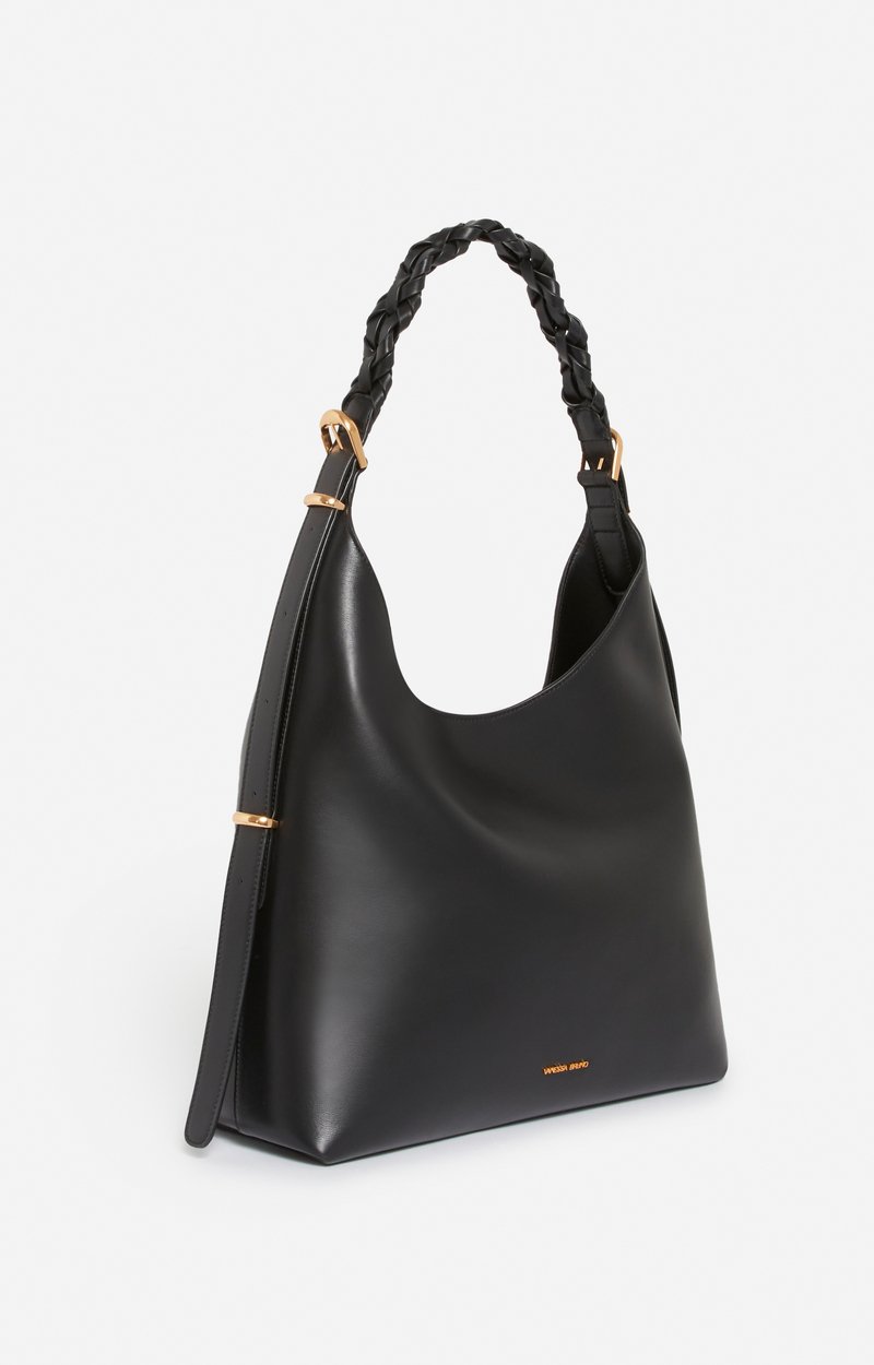 Large Jess Leather Hobo Bag Cowhide leather, made in Italy Black Vanessa Bruno