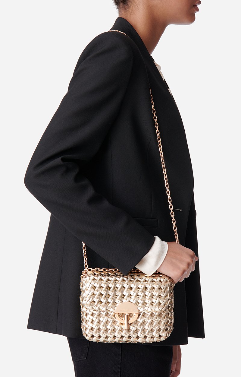 Medium Moon Bag in Braided Leather Openwork buffalo leather Golden Vanessa Bruno