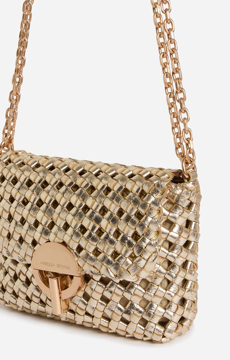 Medium Moon Bag in Braided Leather Openwork buffalo leather Golden Vanessa Bruno