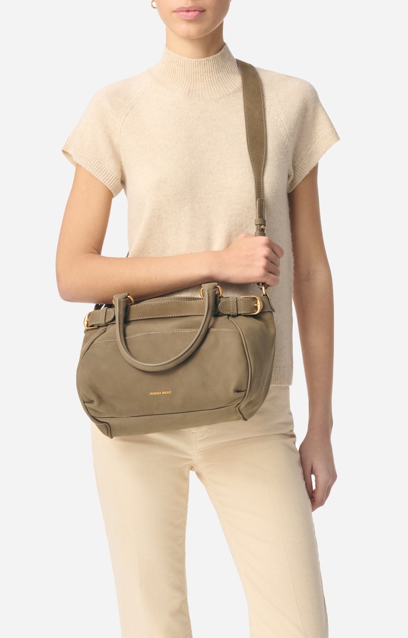 Small Nubuck Leather Lune Bag Lightly grained nubuck cowhide leather ELEPHANT Vanessa Bruno
