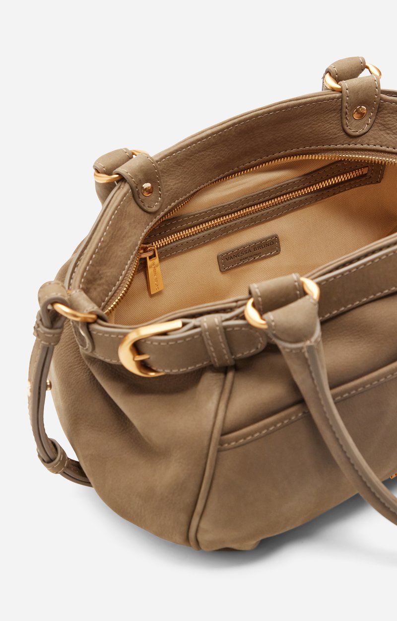 Small Nubuck Leather Lune Bag Lightly grained nubuck cowhide leather ELEPHANT Vanessa Bruno