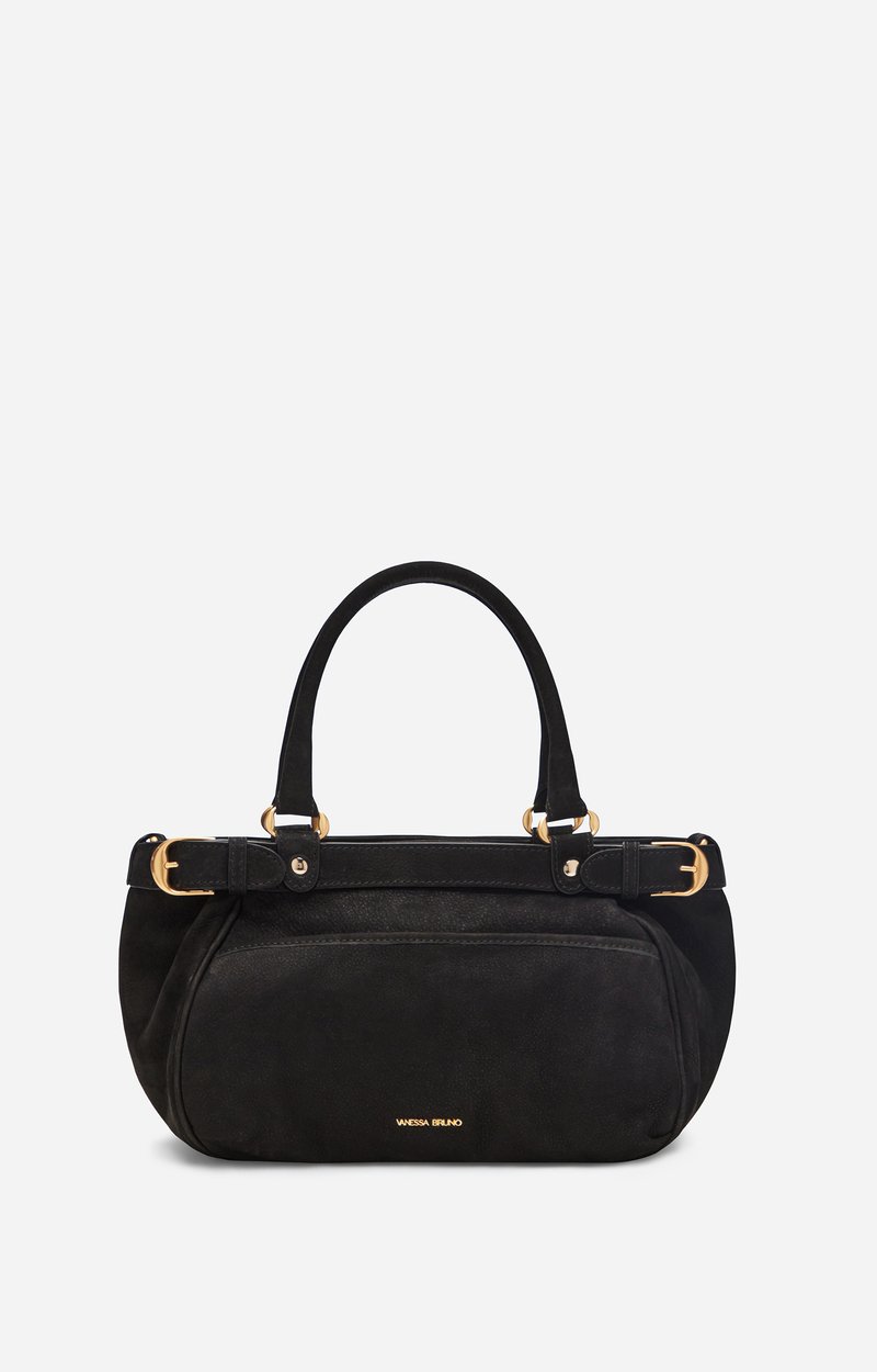 Small Nubuck Leather Lune Bag, Lightly grained nubuck cowhide leather