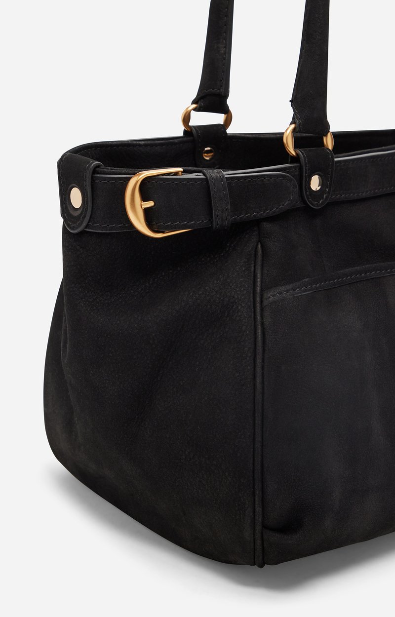 Large Nubuck Leather Lune Bag Lightly grained nubuck cowhide leather Black Vanessa Bruno