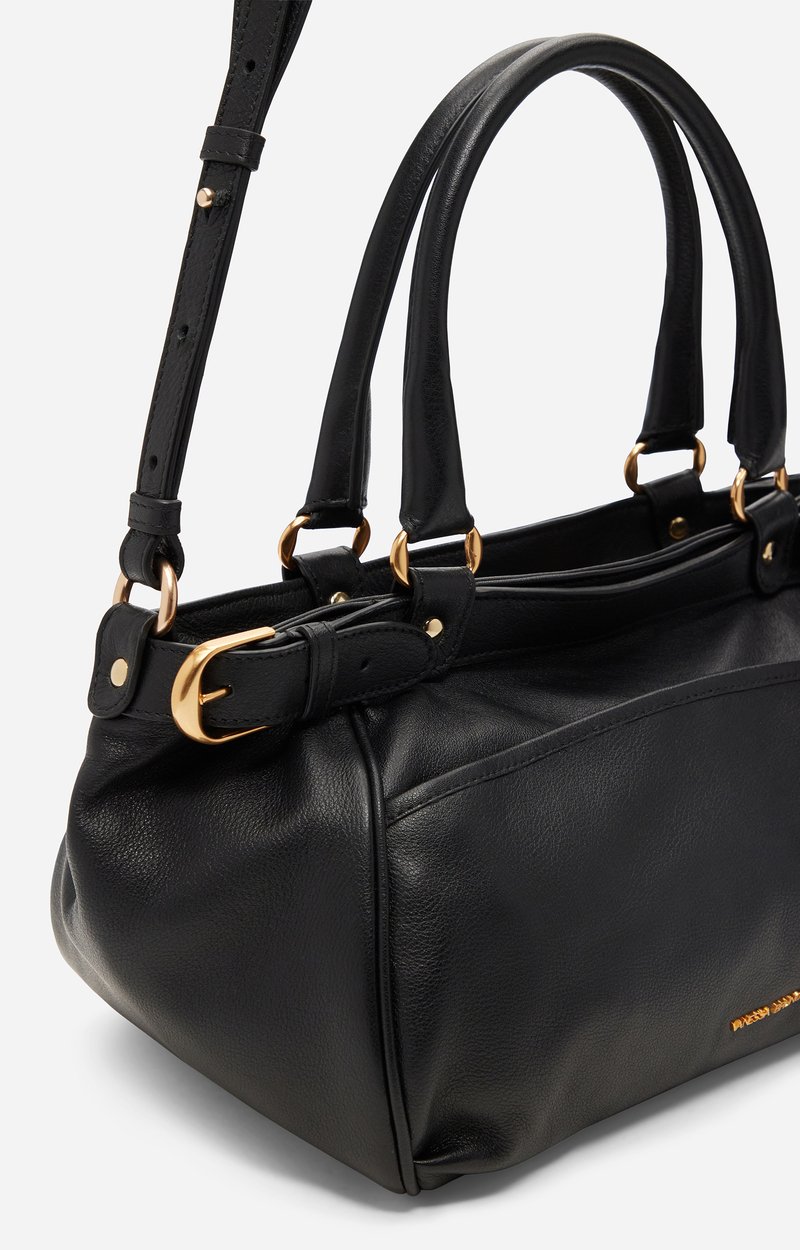 Small Leather Lune Bag Lightly grained cowhide leather Black Vanessa Bruno