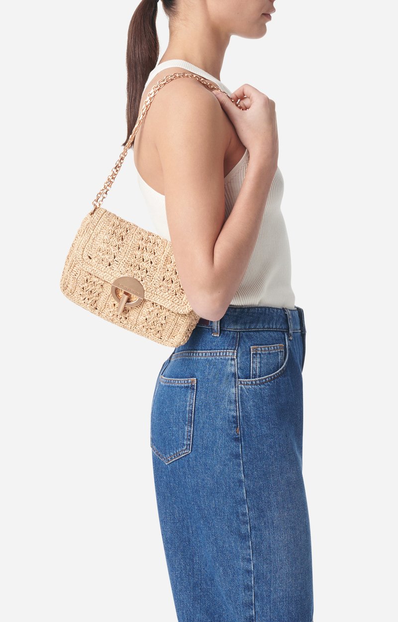 Medium Raffia Lurex Moon Bag Made in Madagascar Copper Vanessa Bruno
