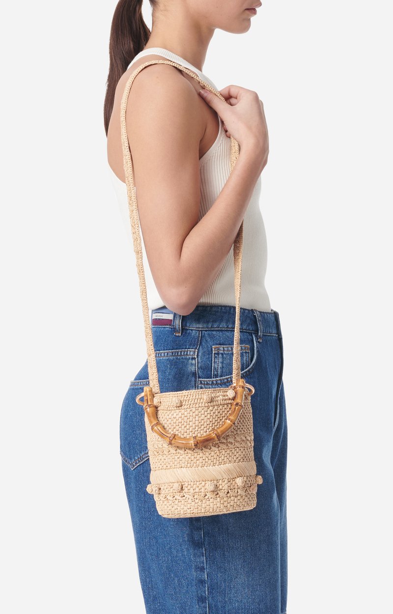 Small Bucket Bag Raffia With Bamboo Handles Natural Vanessa Bruno