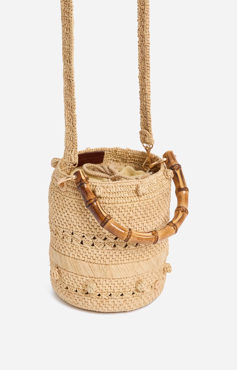Small Bucket Bag Raffia With Bamboo Handles Natural Vanessa Bruno