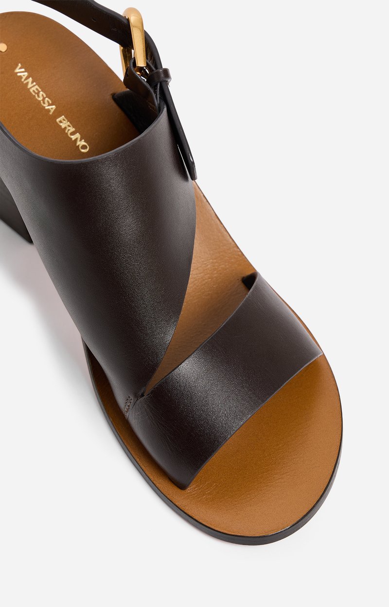 Leather Heeled Sandals Made from vegetable-tanned cowhide leather Ebony Vanessa Bruno