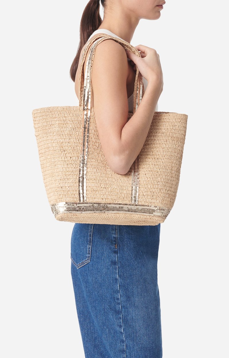 Raffia M Cabas Tote Shoulder carry GOLD Vanessa Bruno