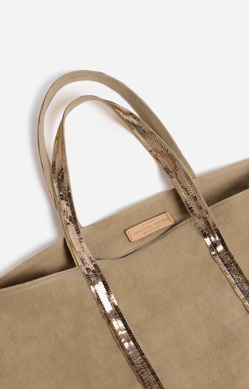Linen M Zipped Cabas Tote Shoulder bag with zipper Mushroom Vanessa Bruno